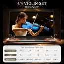 Beginner Violin 4/4, Full Size Violin for Adults, Teens, Student, Acoustic Fiddle Kit with Hard Case, Bow, Rosin, Bridge, Learners Age 12+ (Dark Blue) by TinyTreasures Baby Boutique