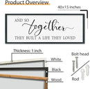SRSZHIYUE And So Together They Built A Life They Loved Above Bed Sign Wall Decor Art 40"×15" for Master Bedroom Over Bed Large Wood Framed Wall Hanging (Black) by CozyNest Decor