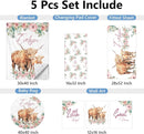 Personalized Nursery Bedding - 5 Pcs Custom Baby Crib Set with Name, Double Layer Crib Bedding for Girls, Cows and Flowers Theme by TinyTreasures Baby Boutique
