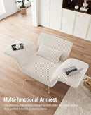 Txtin's Comfy Accent Chair Reading Chair for Bedroom Cozy Wing Arm Living Room Single Sofa Chair with Angle Adjustable Arms Beige Corduroy Easy Assembly by CozyNest Decor
