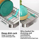 Dish Drying Rack with Drain Board - Rustproof Stainless Steel Dish Rack with Utensil Holder,Dish Racks for Kitchen Counter Over Sink,Over-Sink Drying Rack(Wall-Mounted,Second Floor) by CozyNest Decor