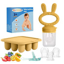 WAJIAYON Baby Breastmilk Popsicle Molds & Baby Fruit Feeder (2 Pack), Baby Food Freezer Tray Storage Containers, Silicone Teething Pacifier Feeder and Teether for Babies,Baby Feeder - Yellow by TinyTreasures Baby Boutique
