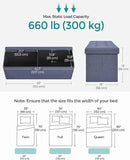 SONGMICS MAZIE Collection - 43 Inches Folding Storage Ottoman Bench, Ottoman Foot Rest, End of Bed Bench, Storage Chest, Load 660 lb, for Living Room, Bedroom, Entryway, Misty Blue ULSF077Q01 by CozyNest Decor