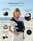 GROWNSY Baby Carrier Newborn to Toddler, Cozy Baby Wraps Carrier, Ergonomic Baby Carrier with Head Support, Black by TinyTreasures Baby Boutique