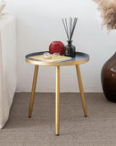 AOJEZOR Side Table: End Table for Indoor Use - Round Side Tables for Small Spaces - Grey Top 3 Legged Gold by CozyNest Decor