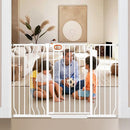 owlie 37.4" Extra Tall Wide Baby Gate for Stairs Doorways,47-57 Inch Extra Large Long Baby Gate with Door Indoor Safety Metal Pressure Mounted Pet Gate with Walk-Thru Auto Close, White by TinyTreasures Baby Boutique