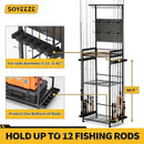 SOYEEZE Fishing Rod Holders for Garage,Fishing Gear Holder for Fishing Rod Tackle Box Storage，Fishing Pole Holders for 12 Rods with Hooks and Pegboard,Fishing Cart with Reel Rack by TinyTreasures Baby Boutique