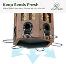 Kingsyard Wild Bird Feeder for Outdoor Hanging, Recycled Plastic Bird Feeders with 6 Ports & U-Shape Perch, Garden Yard Outside Decoration, 3.5 lbs Seed Capacity, Brown by GreenHaven Gardens