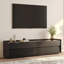 POVISON Fully-Assembled Mid Century Modern TV Stand, 70.87" Entertainment Center with LED Light, Black Walnut Solid Wood TV Console for Living Room, TV Stand with Storage by CozyNest Decor