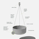 Veradek Mason Series Hanging Kona Planter - Round Planter for Outdoor Balcony/Patio | Made from Plastic-Stone Composite with Hanging Attachment | Modern Décor for, Flowers, Succulents, Small Plants by GreenHaven Gardens