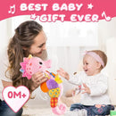 Baby Toys 0 to 12 Months, Musical Stuffed Animal Activity Soft Toys with Multi-Sensory Crinkle, Rattle and Textures,Infant Tummy Time Toys for Newborn Girls, Seahorse, Pink by TinyTreasures Baby Boutique