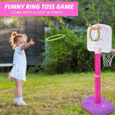 Meland Toddler Basketball Hoop, Pink 4-in-1 Kids Basketball Hoop for Indoor Outdoor Play, Tball Set with Baseball Pop Up Machine, Girls Toys Birthday Gift by TinyTreasures Baby Boutique