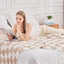 EMME Checkered Throw Blanket Cooling Cotton Blanket for Couch Soft Muslin Blankets 50"x60" Lightweight Breathable Cooling Soft All Season Gauze, Light Tan by CozyNest Decor