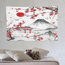 Red Cherry Blossoms Tapestry, Japanese Fuji Mountain Tapestry, Asian Japanese Wall Tapestry, Nature Landscape Tapestries for Bedroom Living Room Decor 60"x40" by CozyNest Decor
