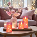 Aignis Flickering Flameless Candles Battery Operated Candles LED Candles with Remote Timer for Home/Wedding/Birthday/Holiday Decor, Cherry Blossom Pink 3D Flame Set of 3 (D3 xH4 5" 6") by CozyNest Decor