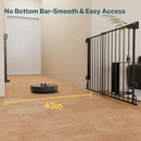 Cumbor 29.2-43" No Bottom Bar Baby Gate for Stairs, 2-in-1 Hardware Mounted Dog Gate Indoor, Wide Pet Gates for Doorway with Large Walk Thru Door, Child-Proof Gate for Top & Bottom of Stairs(Black) by TinyTreasures Baby Boutique