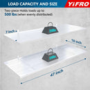 2-Pack 1.5x4ft Heavy Duty Garage Wall Shelving, 500 lbs Load Capacity, Garage Shelving Wall Mounted, Storage Rack with Hooks, White by GreenHaven Gardens