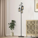 Oneach 70" Industrial Floor Lamp, Stepless Dimmable Standing Lamp with 3 Bulbs, Farmhouse Corner Standing Tree Lamp for Living Room, Tall Lamps for Bedroom, Office, Study Room, Dining Room, Black by CozyNest Decor