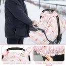 Pea Pod Car Seat Cover Baby, Infant Car Seat Canopy Covers for Newborn with 2 Layers Windows of Breathable Mesh Fabric, Lightweight Polyester/Soft Minky Dot Backing (Floral & Rainbow) by TinyTreasures Baby Boutique