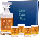 Gifts Inscribed Personalized Whiskey Decanter Set - Engraved Whiskey Decanter Bottle & Set of 4 Custom Drinking Glasses Laser Etched - Customized Whiskey Gift for Wedding, Anniversary, Birthday, Dad by CozyNest Decor