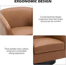 Swivel Barrel Accent Chair, Modern Round Faux Leather Arm Chair for Living Room, Bedroom, Comfy Club Reading Chairs for Adults, Faux Leather Brown, Set of 2 by CozyNest Decor