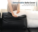 118.5" Faux Leather Modular Sectional Sofa with Storage Seat, Oversized 4 Seater Couch Deep Seat with Removable Cover Black by CozyNest Decor