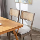 Rattan Dining Chairs Set Of 6 , Mid Century Modern Upholstered Cane Back Chairs with Removable Linen Cushion , Retro Farmhouse Natural Wooden Kitchen & Dining Room Chairs for Restaurant Living Room by CozyNest Decor