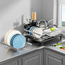 MOUKABAL Dish Drying Rack - 2 Tier Stainless Steel Dish Rack, Dish Racks for Kitchen Counter, Drying Rack Kitchen with Removable Utensil Holder and Drainboard (Black) by CozyNest Decor