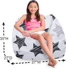 Posh Creations Structured Comfy Bean Bag Chair for Gaming, Reading, and Watching TV, Coronado Chair, Canvas - Sketchy Stars by TinyTreasures Baby Boutique
