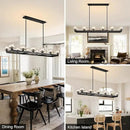 59 Inch Black Rectangle Wagon Wheel Chandeliers, Black Chandelier for Dining Room Over Table, Modern Crystal Long Chandelier, Farmhouse Large Linear Chandeliers for Kitchen Island by CozyNest Decor