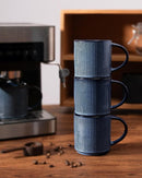 famiware Coffee Mug Set for 6, Star 12 oz Catering Mugs Cup Set with Handle for Coffee, Tea, Cocoa, Milk - Ceramic Stoneware Drinkware Set, Nebulas Blue by CozyNest Decor