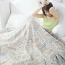 Boho Muslin Blanket for Adults 4-Layer Gauze Twin Size Soft Cozy 100% Cotton Summer Cooling Blanket Striped Decor for Sofa Bed Coverlet Both Sides (A Boho Stripe, Twin 60 x 80 in) by CozyNest Decor