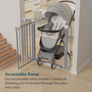 Cumbor 29.7"-40.6" Baby Gate for Stairs, Mom's Choice Awards Winner-Dog Gates for Doorways, Pressure Mounted Auto-Close Pet Gates for Dogs Indoor, Safety Child Gate with Easy Walk Thru Door, Gray by TinyTreasures Baby Boutique
