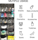 2 Pack Extra Large Hanging Over Door Shoe Organizers,closet shoe organizer shoe rack organizer shoe storage,12+6 Crytal Pockets,8Hooks,black (59"x 21.6") by CozyNest Decor