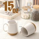 Large Ceramic Coffee Mugs Set - 15 OZ Porcelain Coffee Latte Cups Set of 4 with Handle Perfect for Cappuccino, Tea, Mocha, Hot or Cold Drinks, Unique Glaze Design for Home, Cafe and Coffee Bar, White by CozyNest Decor