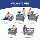 Graco Pack n Play Travel Dome DLX Playard, Astin with Portable Bassinet and Integrated Storage Organizer by TinyTreasures Baby Boutique