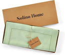 Solino Home Linen Light Green Hemstitch Table Runner 48 Inches - 100% Pure Linen Small Table Runner 14 x 48 Inch Ideal for Dresser and Coffee Tables - Classic Hemstitch by CozyNest Decor