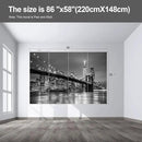 Gray Brooklyn Bridge at Night NYC Wall murals New York Peel and Stick Wallpaper for Bedroom Living Room - 58"x86" by CozyNest Decor