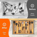 Lifewit Utensil Organizer for Kitchen Drawer, Expandable Cooking Utensil Tray, Bamboo Cutlery Silverware Flatware Holder, Adjustable Spatula Tools Gadget Storage Divider, 28 x18.5 x 2 inches, Natural by CozyNest Decor