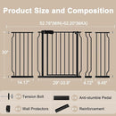 WAOWAO Baby Gate 52.76-62.2" Extra Wide Pressure Mounted Walk Through Swing Auto Close Safety Black Metal Toddler Kids Child Dog Pet Puppy for Stairs,Doorways,Kitchen by TinyTreasures Baby Boutique