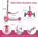Unbreakable & Never Fall Down 2-in-1 Scooters Kids 3 Wheel Kick Scooter for Boys Girls Ages 3-8, Adjustable Height & Seat, Widened Non-Slip Deck, More Safer for Beginner Toddlers by TinyTreasures Baby Boutique