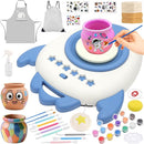 deAO Pottery Wheel for Kids Complete Painting Set for Beginners Mini Pottery Wheel Kit with Air Dry Clay Tools, Arts & Crafts Clay Wheel Toys Birthday Gifts for Girls Boys Age 3+ (Blue) by TinyTreasures Baby Boutique