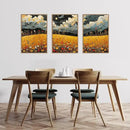 HLNIUC Mystical Moonlight Framed Wall Art Set,Night Moon Wildflower Canvas Wall Decor,Full Moon Mountain Flower Art Print,Large Golden Floral Landscape Wall Painting for Living Room,Office - 16”x24”x3 by CozyNest Decor