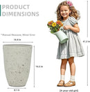 19.5" Resin Tall Planters for Outdoor Plants, Set of 2 Country White Large Flower Pots with Handmade Birch Bark Texture, Heavy-Duty and Weather-Resistant for Year Round Indoor Outdoor use by CozyNest Decor