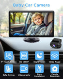 Baby Car Monitor for Backseat, 7" Touchscreen Camera Baby Camera with USB Plug and Play Easy Setup, 150° Wide Angle, Night Vision, Flexible 360 Rotation by TinyTreasures Baby Boutique
