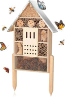 antiai Extra Large Wooden Insect House with Stakes,Wood Mason Bee Butterfly House,Insect Hotel,an Outdoor Bamboo Habitat for Ladybugs Live,Bee Box,Butterfly Habitat for Garden and Yard,30" H x15 W by GreenHaven Gardens