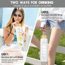 32 oz Glass Water Bottle with Straw - Motivational Time Marker & Silicone Sleeve - Reusable Tumbler Includes 2 Bamboo Lids & Fruit Infuser - 1 Pack by CozyNest Decor