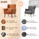 Modern Accent Chair, Upholstered Armchair with Pillow, Fabric Single Sofa Chair with Lounge Seat and Wood Legs Accent Chair for Living Room Bedroom Small Spaces (Orange, Set of 1) by CozyNest Decor