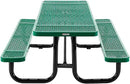 Global Industrial 8’L Rectangular Picnic Table, Expanded Metal, Green Thermoplastic Coating, Attached Benches, 1-1/2” Umbrella Pole Hole, Outdoor-Rated, 1000 lb Capacity, 96” x 30” Tabletop by GreenHaven Gardens