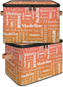 Custom Storage Basket with Name, Personalized Storage Bins with Zipper Lid, Foldable Fabric Storage Box Large capacity with Handle Orange by TinyTreasures Baby Boutique